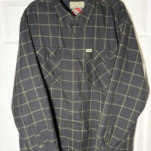 DIXXON Black and Green Plaid Casual Button Down Shirt